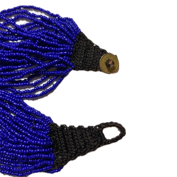 Vintage Blue-Purple Multi-strand seed bead necklace, 19" - Picture 3 of 3